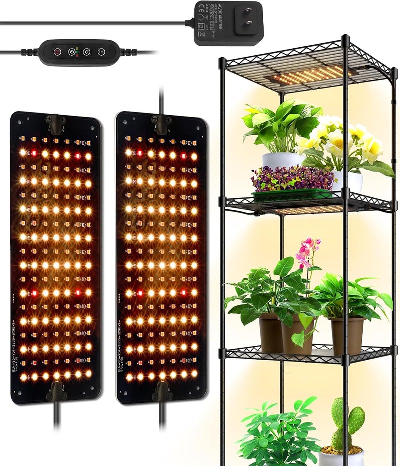 Barrina Grow Lights for Indoor Plants, 20W (2 x 10W) Full Spectrum Ultra-Thin Grow Light Panel with 3/6/12H Auto On/Off Timer for Hydroponics, Seedlings, Succulents, Veg, Flowers & More, 2-Pack - Image 1